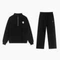 Black half-zip straight-leg pants - set (silver label)