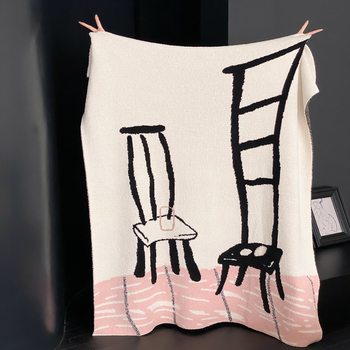 Art Illustration Style Multi-functional Half-side Fleece Knitted Blanket Leisure Sofa Blanket Office Nap Cover Blanket Shawl Blanket