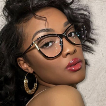 Kedun Retro Style Large Frame Cat-Eye Glasses Frame 2023 New Model Can Be Fitted with Prescription Lenses, Non-Prescription Lenses, Blue Light Blocking, Ins-Style Glasses