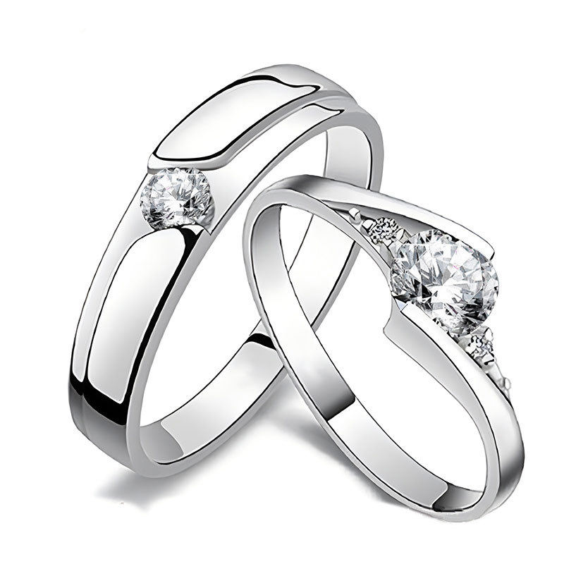 Couple ring Korean version of simple ring simulation diamond ring opening zircon classic ring couple wedding ring a generation of hair