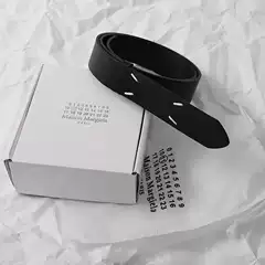 Cross-Border Trendy Brand Mm6 Niche Designer Unisex Leather Belt with Perforated Pin Buckle