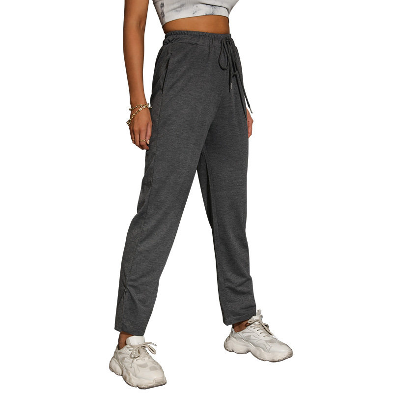 High Waisted Gray Casual Trousers Stylish Straight Leg Design Summer Wear for Everyday Use Wholesale Available