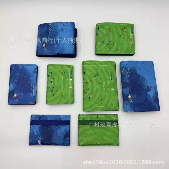Cross-Border Popular Genuine Leather Passport Holder, Sports Series Card Holder, Multifunctional Coin Purse, Short Wallet Wholesale