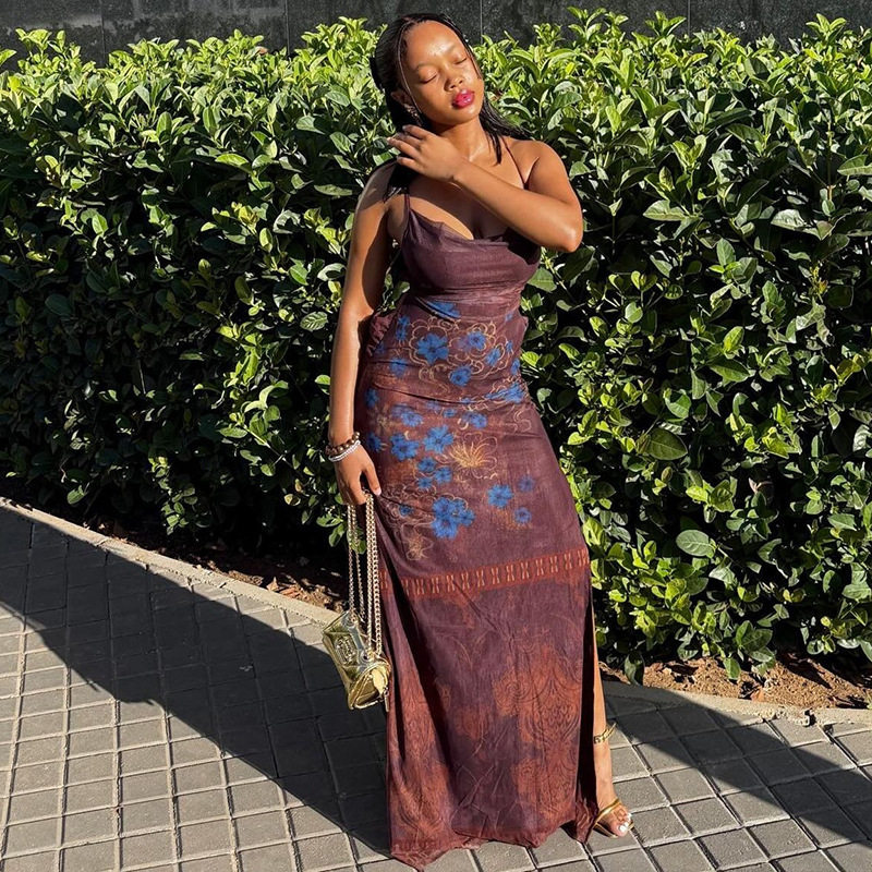 Elegant Womens Bodycon Maxi Dress Slim Fit Backless Spaghetti Straps Versatile Style Perfect for Outdoor Events