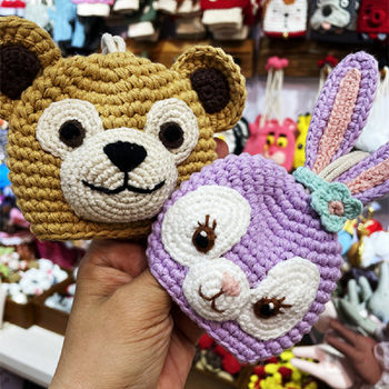 Creative Cartoon Knitted Key Bag Finished Sailor Bear Purple Rabbit Wool Key Cover Women's Car Keychain