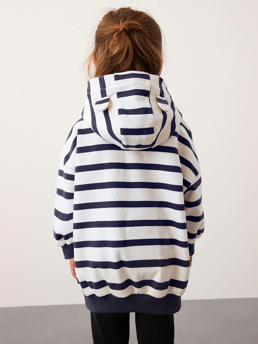 Autumn Long-sleeve Girls' Set, Striped Hooded Kids' Outfit, Girls' 2-piece Set