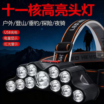 New Multifunctional Portable Headlamp Led Night Running and Cycling USB Head-Mounted Flashlight Cross-Border Outdoor Charging Bright Head