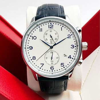 Men's Pei7 Multifunctional Chronograph Five-Hand Business Watch with Genuine Leather Strap, Large Dial, Available on Amazon and Other Major E-Commerce Platforms