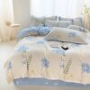 Small Fresh Thickeneded Brushed Four-Piece Dormitory Skin-Friendly Bed Bed Sheets Quilt Cover Washed Cotton Quilt Cover Three-Piece Bedding Set