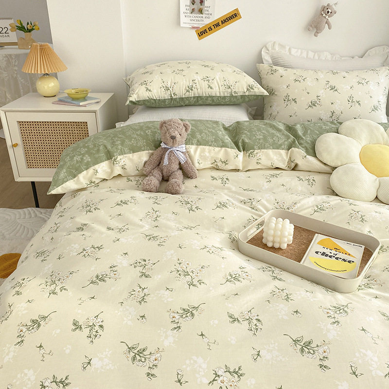 2025 Spring Cotton Small Floral Bed Four-piece Set Cotton Bed Sheet Bed Cover Three-piece Set Gift Group Purchase