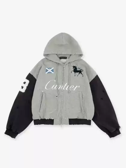 Project G/R 25Ss Distressed Embroidered War Horse Hooded Jacket Couple Sweatshirt