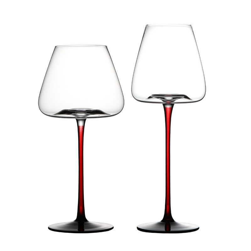 Entry Luxury Bow-tie Burgundy Red Wine Glass Large Belly Red Black Bottom Goblet Household Wine Glass Goblet