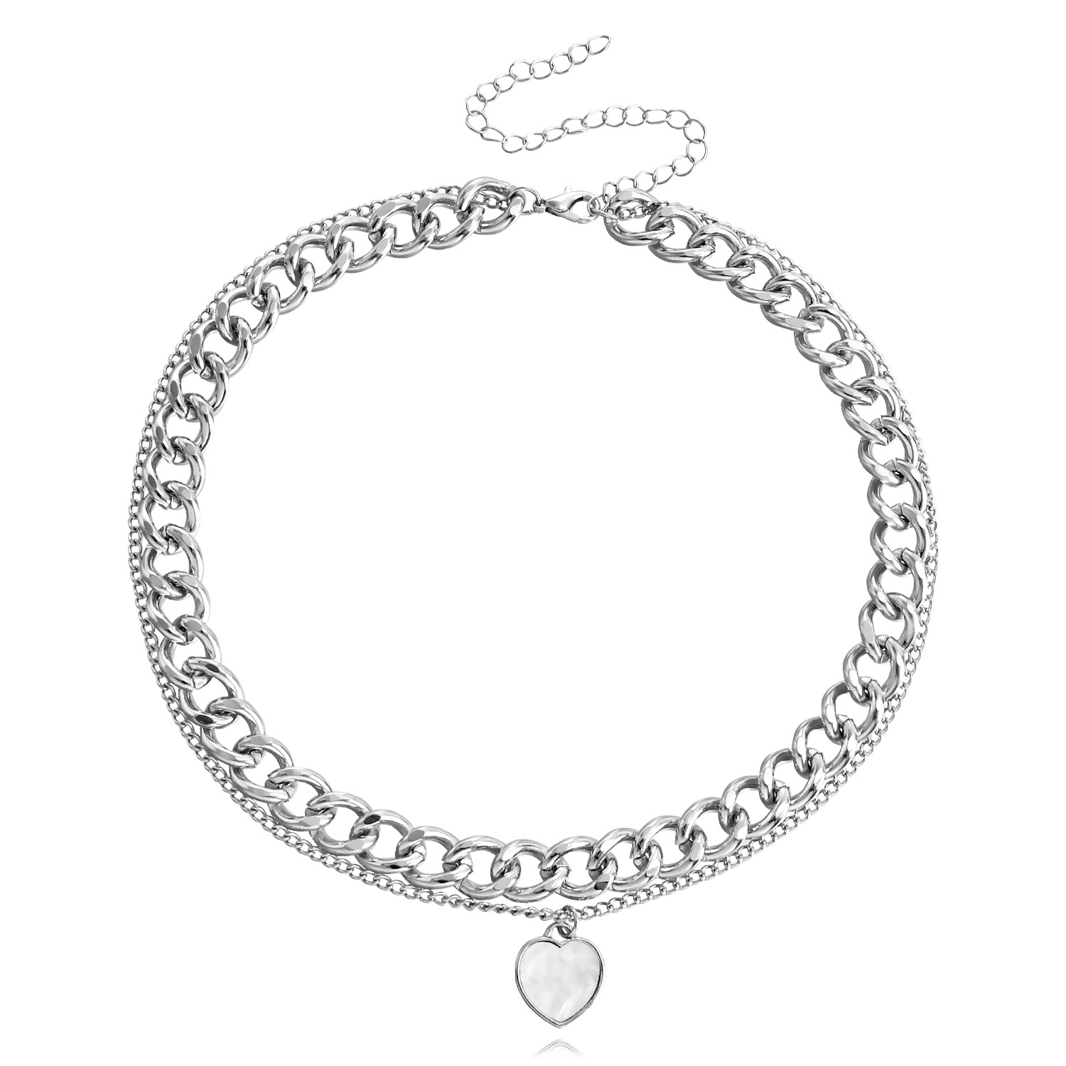 欧美跨境饰品 朋克锁骨链小众设计贝母项链女 潮流合金毛衣链项饰