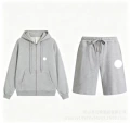 Gray full zipper shorts-suit