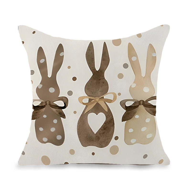 Nordic Simple Easter Pillow Sofa Bedroom Cushion Holiday Decoration Cushion Imitation Linen Printed Pillow Cover