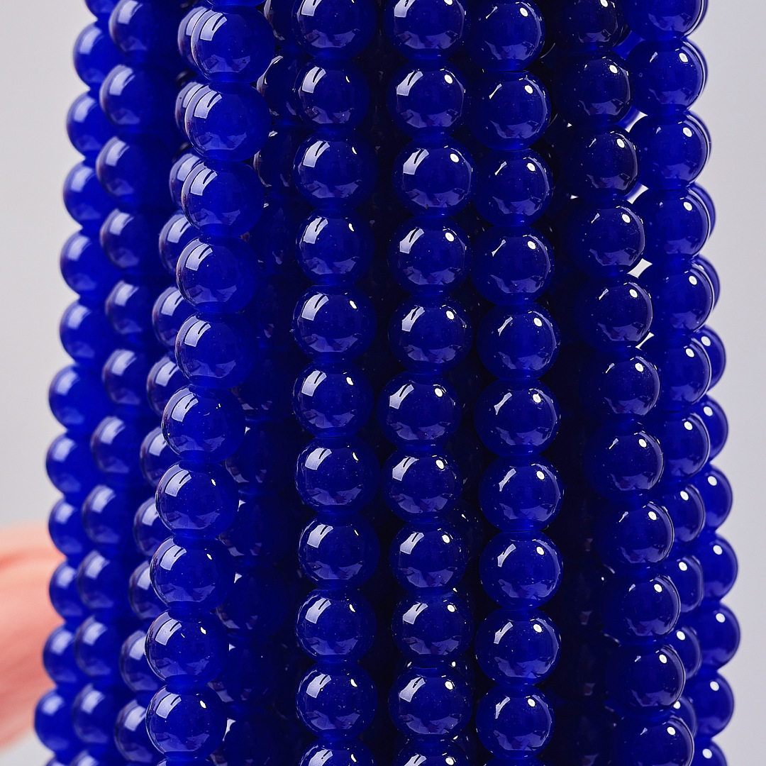 玻璃仿玉圆珠纯色散珠手工diy玉髓手链项链散珠子琉璃珠饰品配件