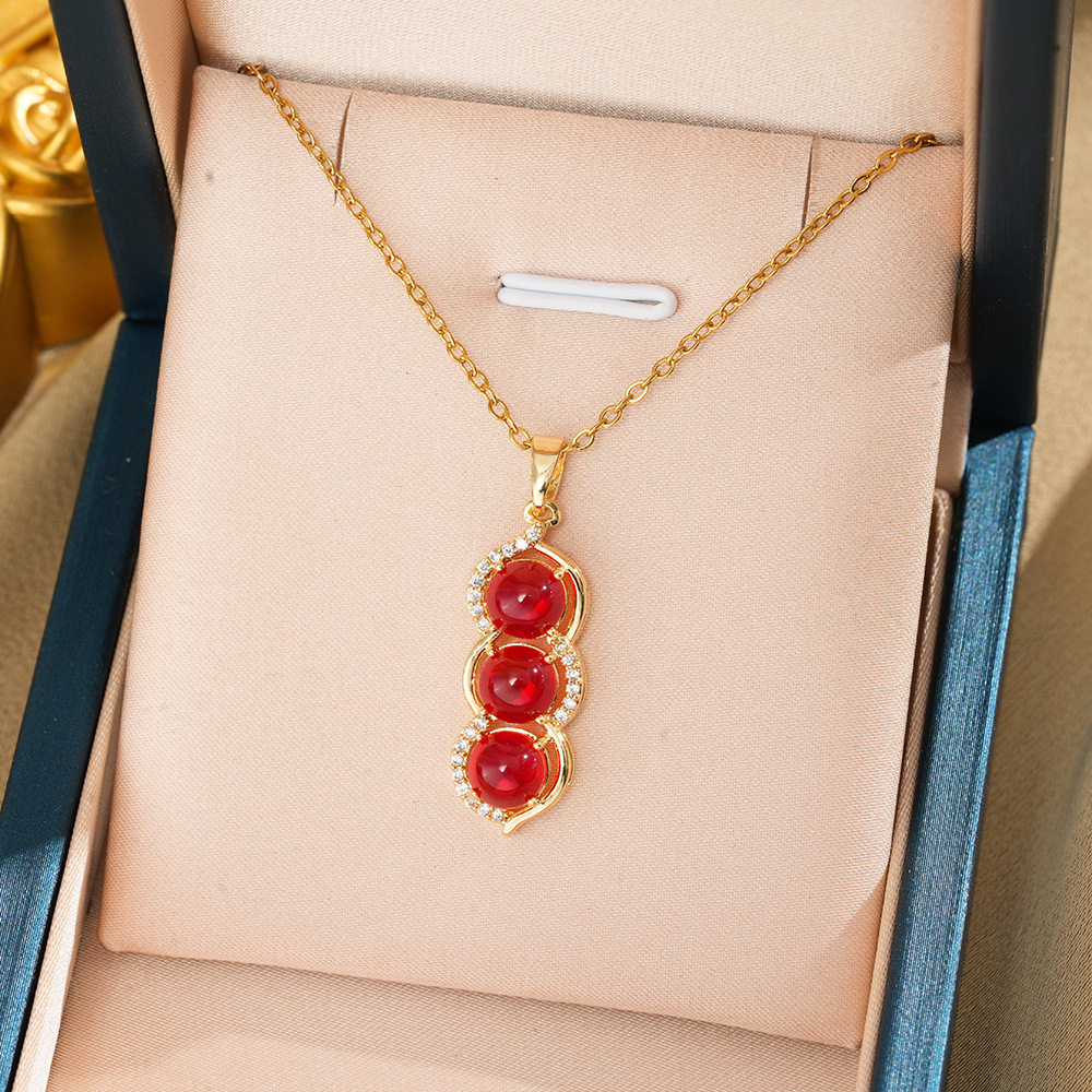 303 アカシア豆ネックレス - ゴールドレッド