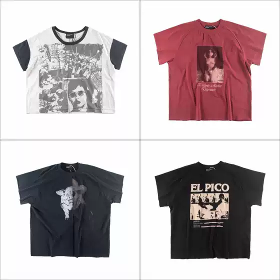 ERD Melancholy Rich Second Generation American Style Retro Figure Print Rock Hip Hop Pocket Unisex Loose Short Sleeve T-Shirt Trendy