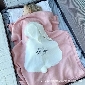 Etsyins Style Rabbit Ear Blanket Stereo Rabbit Personalized Embroidered Blanket Kidsren's Knitted Throw Blanket