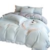 New Skin-Friendly Cotton Bed Set, Thickened Brushed Four-Piece Set, High-End Skin-Friendly Feather Embroidery Duvet Cover and Bed Sheet