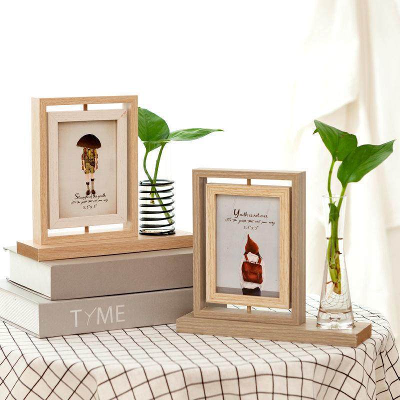Photo frame table creative 5/67 inch hydroponic plant iron picture frame photo solid wood wall non-perforated photo wall