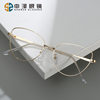 New European and American Cat-Eye Retro Metal Color-Changing Glasses Frame Fashionable Plain Face Round Frame Anti-Blue Light Flat Mirror