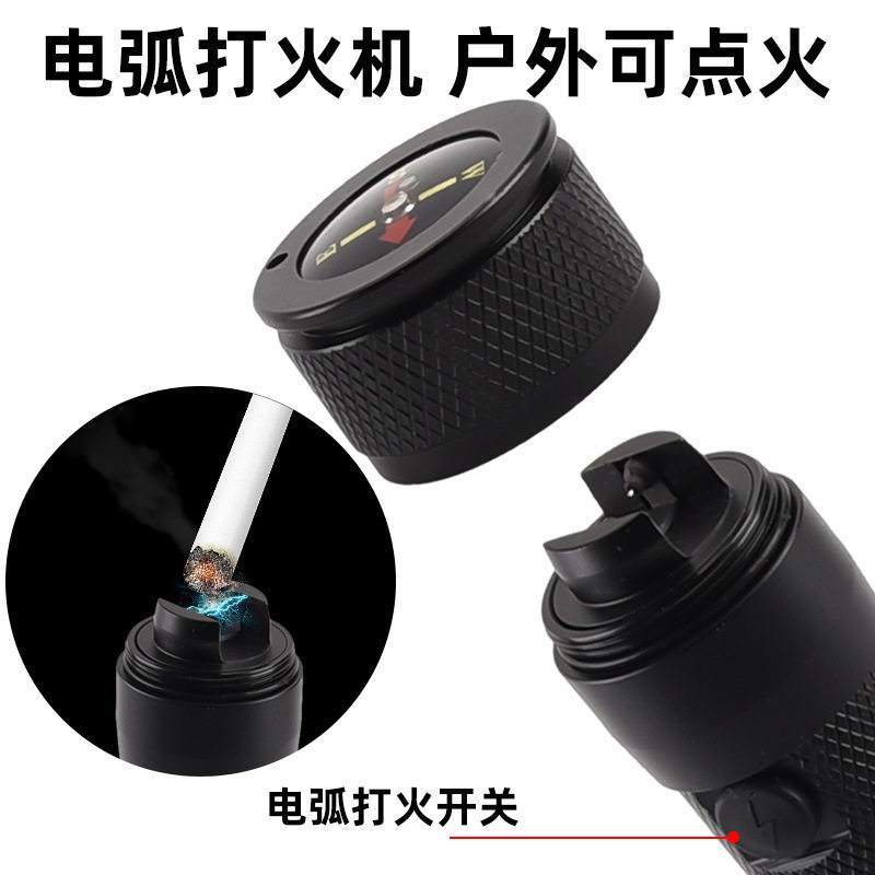 Multifunctional Solar-Powered Flashlight with Usb, Car Mount, Buzzer, Outdoor Cigarette Lighter, Handheld Emergency Bright Light
