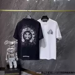 24ss cross-border Chrome Hearts g Luo Fanwen printed gypsophila pure cotton short-sleeved T-shirt casual burst