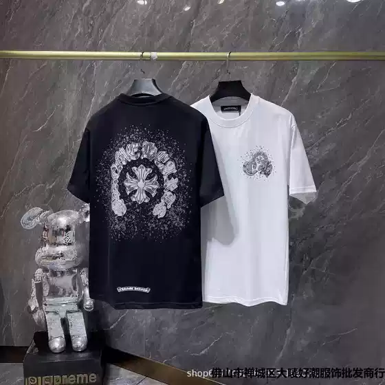 24ss cross-border Chrome Hearts g Luo Fanwen printed gypsophila pure cotton short-sleeved T-shirt casual burst