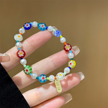 2023 Trendy Summer Internet Celebrity Retro Fashion Contrast Color Candy Color Bracelet Personalized Fun Bracelet Bracelet for Women