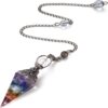 Ancient Silver Crystal Semi-precious Stone Colorful Gravel Resin Pendulum Hexagonal Cone Pendant Cross-border Supply