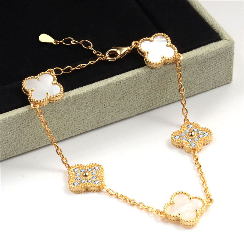 Four-leaf lucky five-flower bracelet for men and women 18k agate mother-of-pearl precision-made pair
