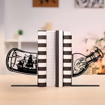 New Wine Bottle Metal Bookend L-Shaped 2-Piece Set Iron Desktop Decoration Bookend Office Study Storage Clip Stationery