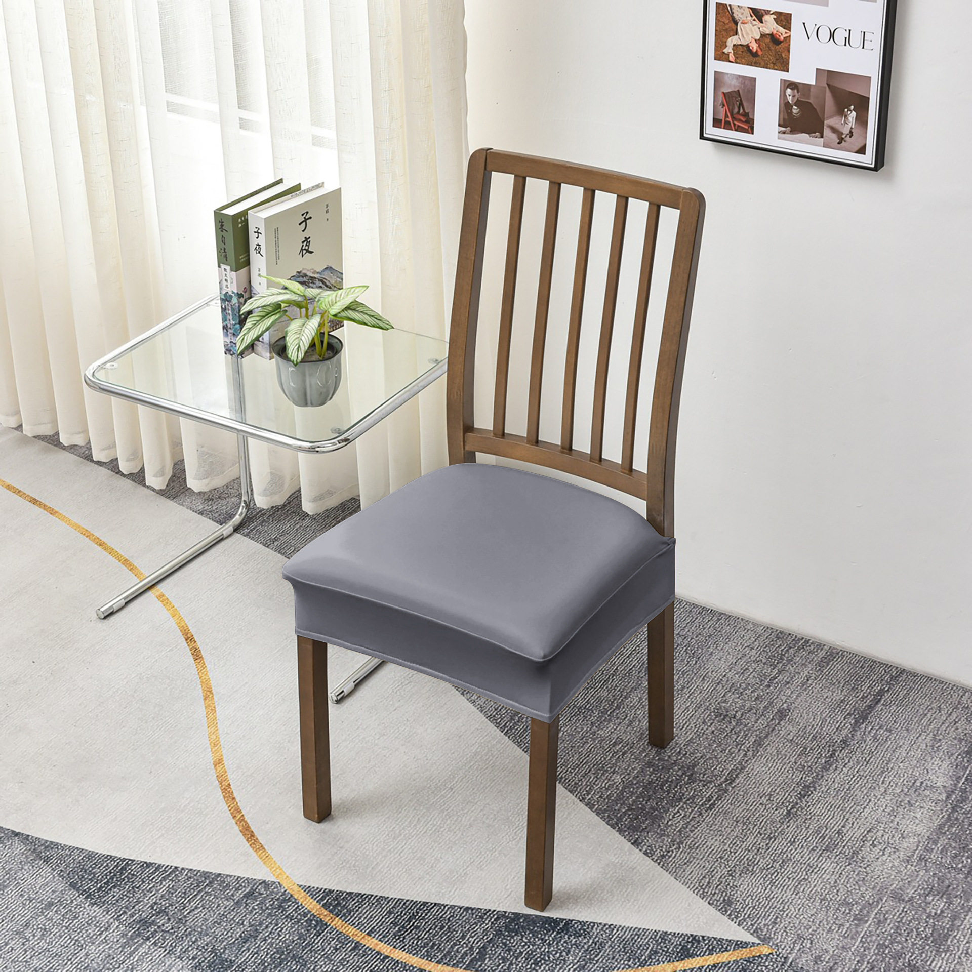 Pu Leather Chair Seat Cover Waterproof Cross-Border Home Dining Chair Cover Half-Pack Hotel Hotel Pu Leather Chair Cover