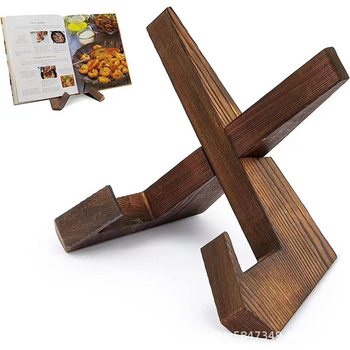 Wooden Bookshelf Recipe Stand Cookbook Holder Reading Stand Solid Wood Display Stand Wooden Lazy Bracket Multifunctional
