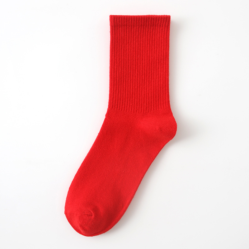 女士秋冬纯色袜糖果色中筒袜ins风彩色堆堆袜棉质街头运动袜