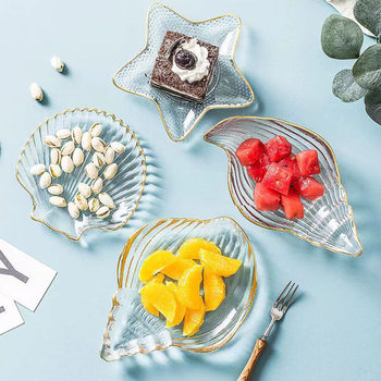 Crystal Glass Plate Fruit Plate Scallop Salad Bowl Ocean Plate Dessert Plate Decorative Plate Snack Plate Snack Plate