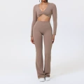 Long sleeves + bell bottoms - cold brown