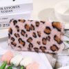 2024 Cross-Border Leopard Print Plush Wallet Personalized Casual Furry Bag Portable Storage Clutch Card Holder