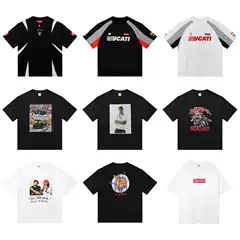 American-Style Trendy Brand 24Ss Quick-Dry Fabric Jersey Street-Style Boxy Short Milan Cross Round-Neck Short-Sleeve T-Shirt