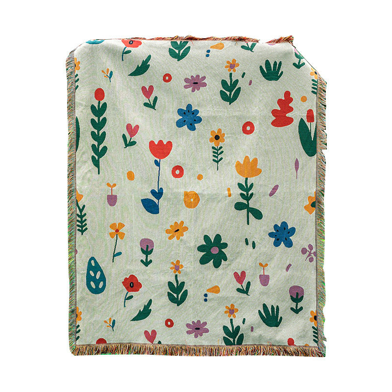 Cross-Border Line Blanket Picnic Blanket Flowers Flower Line Blanket Wholesale Tapestry Throw Blanket Jacquard Woven Blanket Sofa Towel