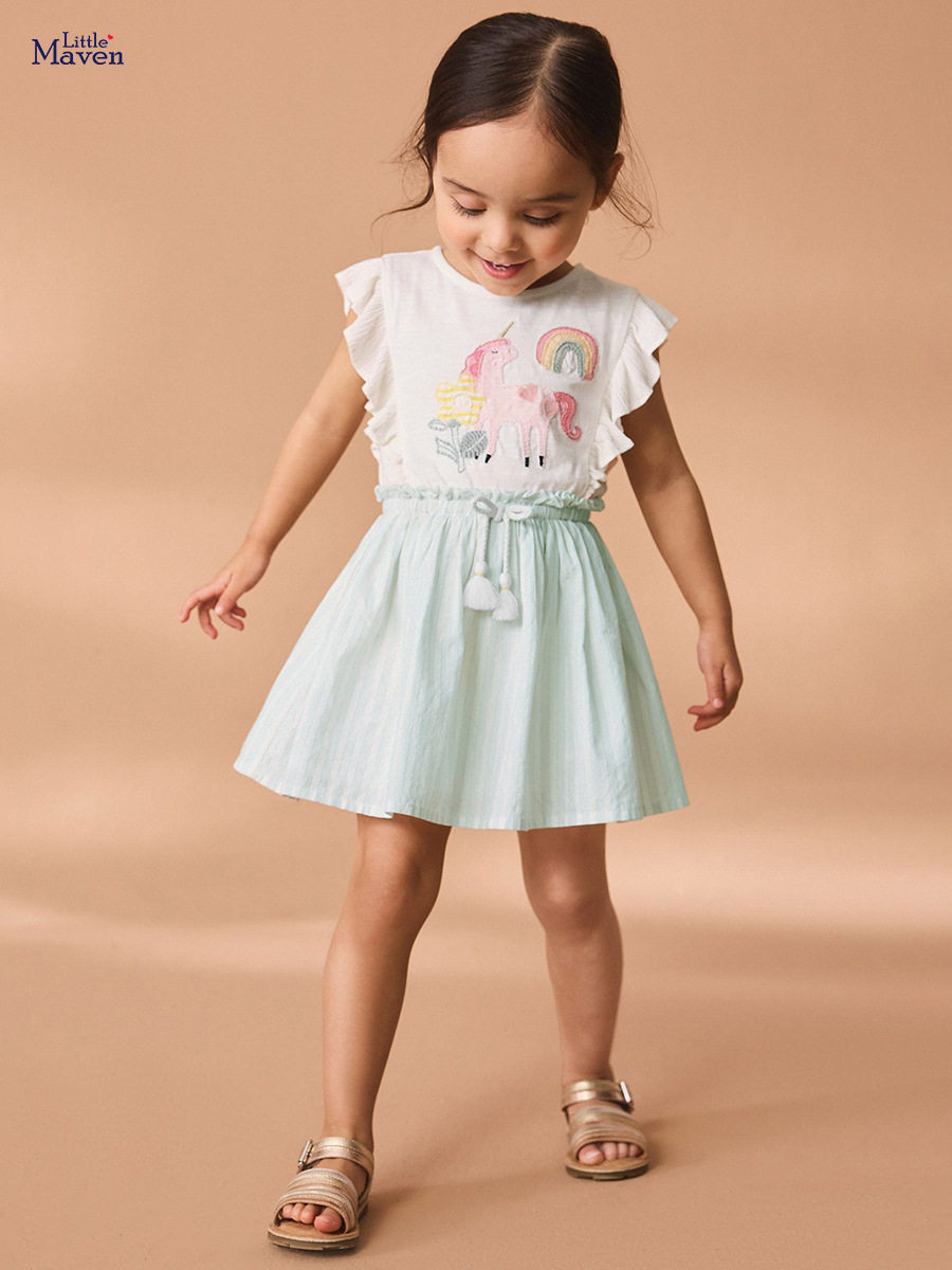 Girls' Short-sleeve Dress, Cute Baby Kids' Skirt, Cotton Kids' Dress