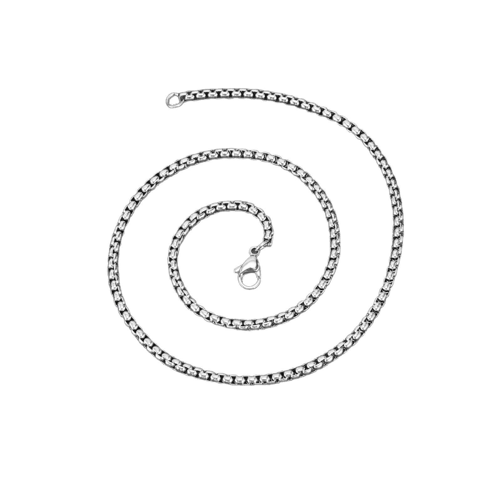 Factory Direct Sales Stainless Steel Square Pearl Chain Square Accessories Fashion Plain Chain European and American Versatile Men's and Women's Necklace Chain