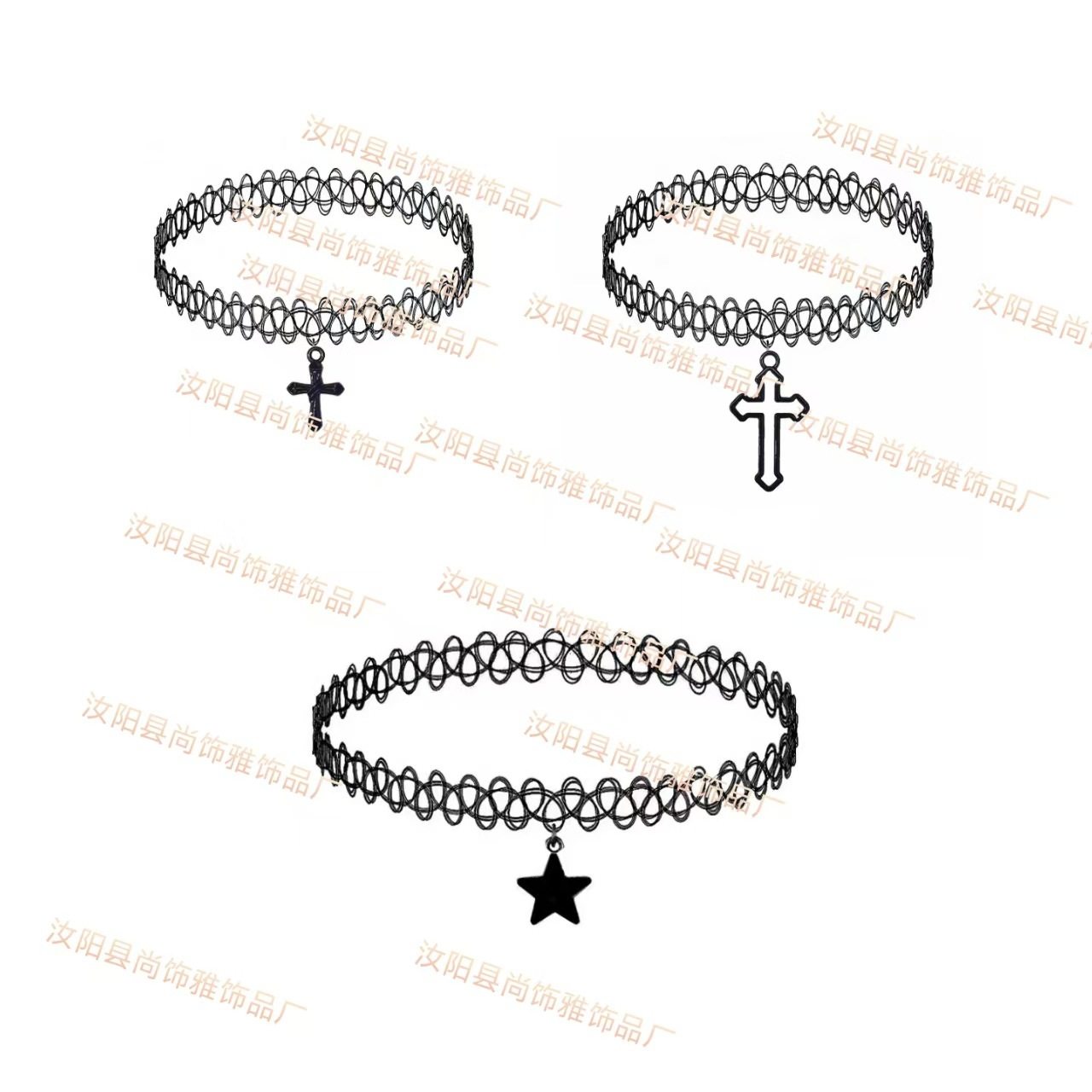 Cross-border fishing line elastic collar pendant star cross five-pointed star clavicle necklace necklace tattoo collar wholesale