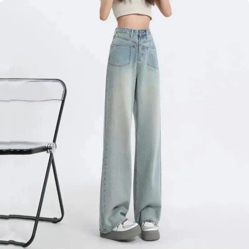 High Waisted Loose Fit Womens Denim Jeans Slimming Versatile Trendy Casual Wear for Students Wholesale Available