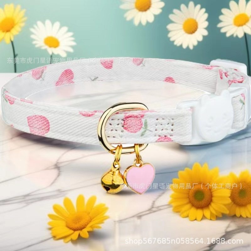 Amazon's Hottest Cat Collar with Love Strawberry Pattern, Noble and Elegant Pet Collar, Adjustable Size Cat Collar