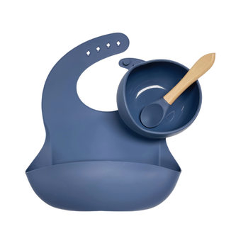 3Pcs/Set Children's Tableware Set Integrated Silicone Dinner Plate Baby Bibs Supplementary Food Bowl Spoon Mother Baby Feeding Tableware