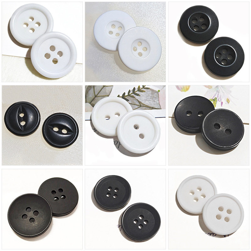 Matte Resin Buttons for Coats and Trench Coats, Small Thin-Edged Suit Buttons, Wide-Edged Two-Eye and Four-Eye Frosted Buttons, Suit Buttons
