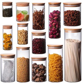 Factory supply borosilicate glass sealed jar straight tea jar dried fruit snack multi-grain storage bottle storage jar