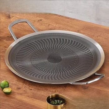 [L Grill Pan] L Stainless Steel Grill Pan Non-Stick Grill Pan Gas Stove Open Flame Universal Outdoor Use